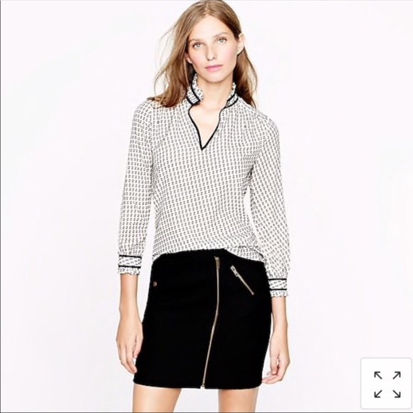 J. Crew Tops - J Crew Black and White Silk Blouse